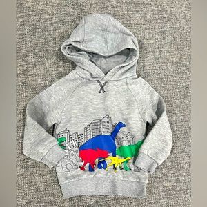 Gray Kids Hoodie with Colorful Dinosaur Print